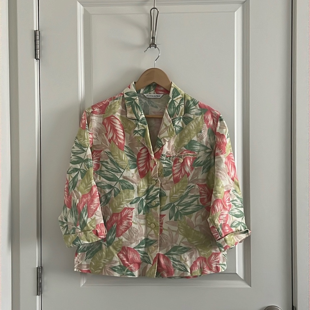 *SOLD* ✨ Preston & York 100% Linen Blouse - Multi / Tropical (S) - Picture 1 of 4